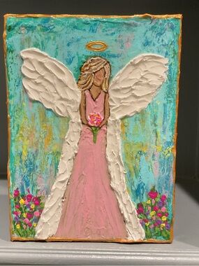 🔴Pink Angel Wall Art Canvas by D.Gordon Art🔴